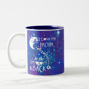 Taza Bicolor Amo A Mi Mamá A La Luna Y A La Vuelta