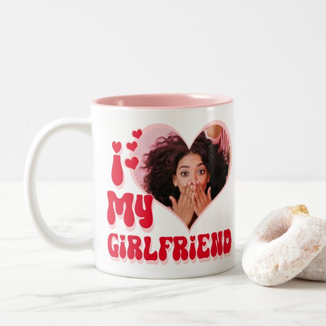 Taza Bicolor Amo a mi novia Personalizado Funny (Con donut)