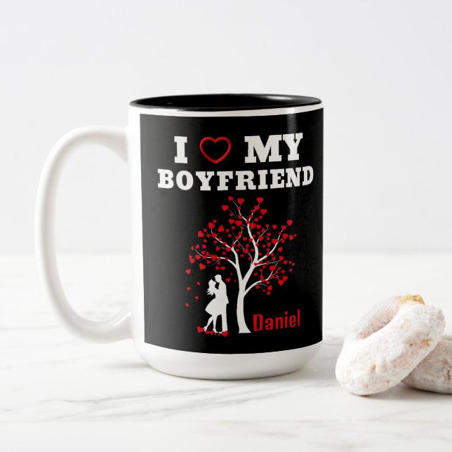 Taza Bicolor Amo a mi novio (Con donut)