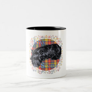 Taza Bicolor Amo a mi Scottie a cuadros