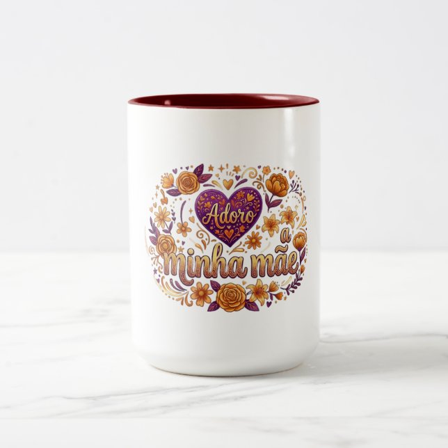 Taza Bicolor Amo a minha mãe, (Centro)
