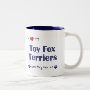 Taza Bicolor Amo a mis fox terrier del juguete (los perros