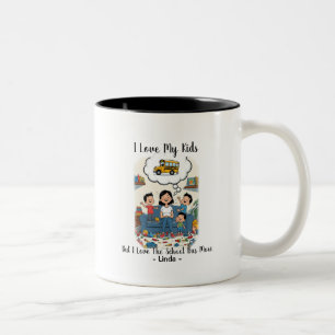 Taza Bicolor Amo a mis hijos pero amo aún más el autobús escola