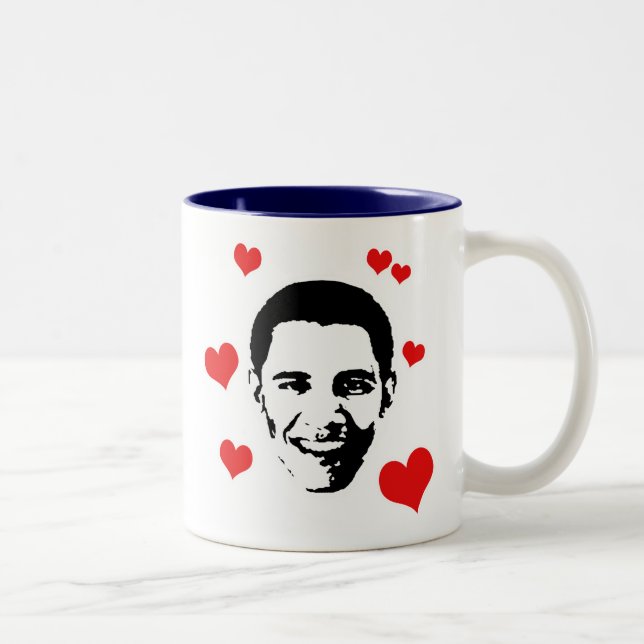 Taza Bicolor Amo a Obama (Derecha)