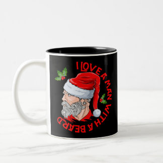 Taza Bicolor Amo A Un Hombre Con Una Barba Hipster Santa Claus