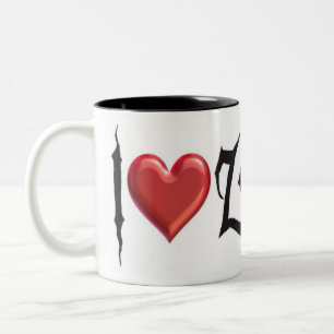 Taza Bicolor Amo a zombis