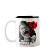 Amo al payaso de risa loco del zombi del café