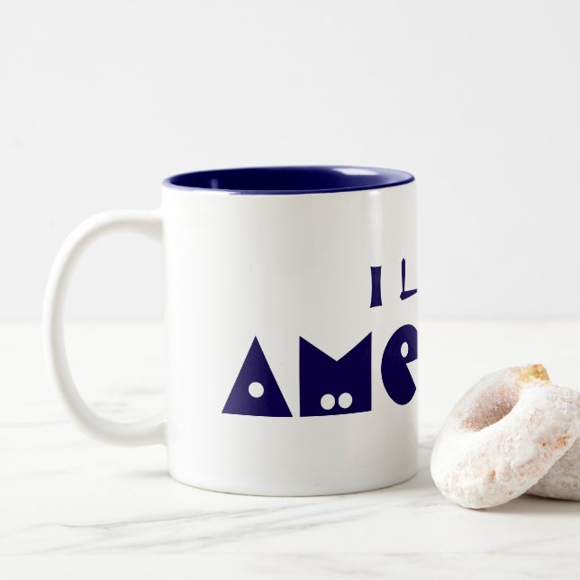 Taza Bicolor Amo América (Con donut)