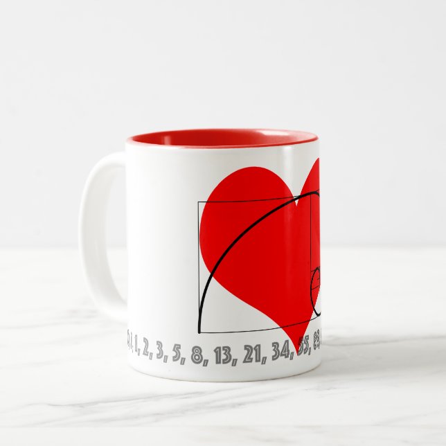 Taza Bicolor Amo Cero, Uno y Fibonacci Mug (Anverso izquierdo)