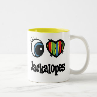 Taza Bicolor Amo (Corazón) a los Jackalopes