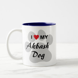 Taza Bicolor Amo (corazón) mi perro de Akbash