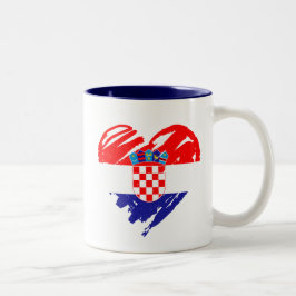 Taza Bicolor Amo Croacia - Corazón de bandera croata