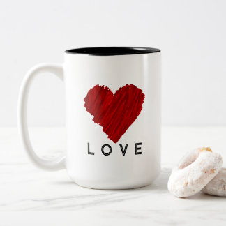 Taza Bicolor Amo del corazón rojo pintado