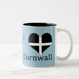Taza Bicolor Amo diseño del corazón de la bandera del St Piran