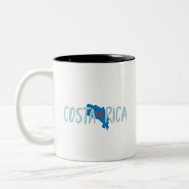 Taza Bicolor Amo el café del recuerdo del mapa de Costa Rica