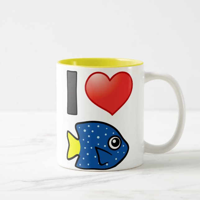 Taza Bicolor Amo el Damselfish de rabo amarillo (Derecha)