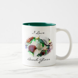 Taza Bicolor Amo el Mug de Vidrio de Playa