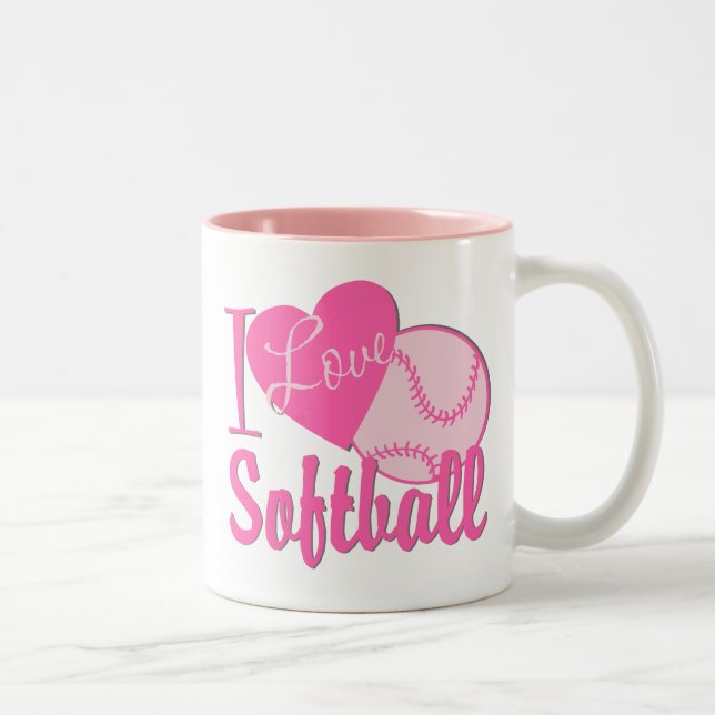 Taza Bicolor Amo el Softball Rosa (Derecha)