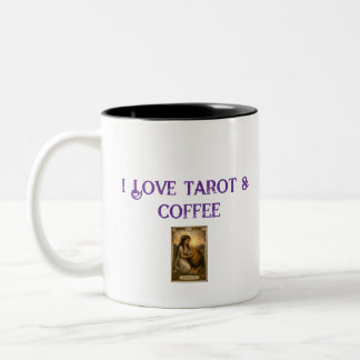 Taza Bicolor Amo el Tarot y el lector de cartas de café Fuerza
