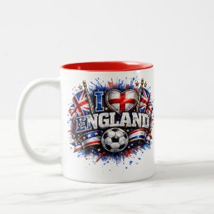 Taza Bicolor Amo Inglaterra 2026 Fanático del Fútbol