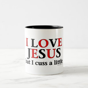 Taza Bicolor Amo Jesús [solamente me cuss un poco]