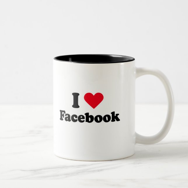 Taza Bicolor Amo la camiseta de Facebook (Derecha)