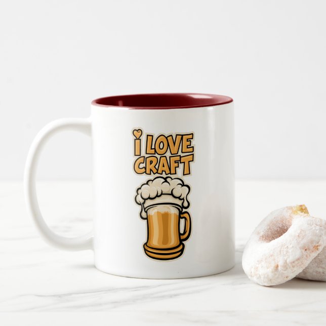 Taza Bicolor Amo La Cerveza Artesanal (Con donut)