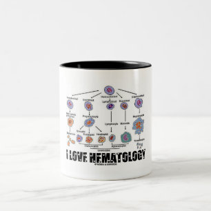 Taza Bicolor Amo la hematología (el linaje del glóbulo)