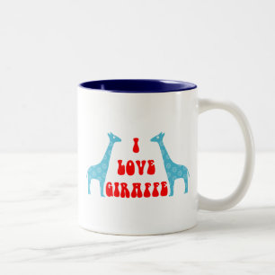 Taza Bicolor Amo la jirafa (azul)