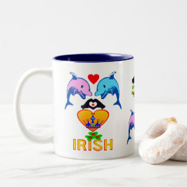 Taza Bicolor ・ ☘ Amo la Pareja Delfín Irlandesa Frisky Classic