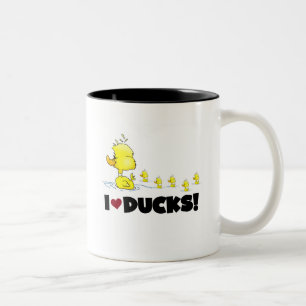 Taza Bicolor Amo las camisetas y los regalos de los patos