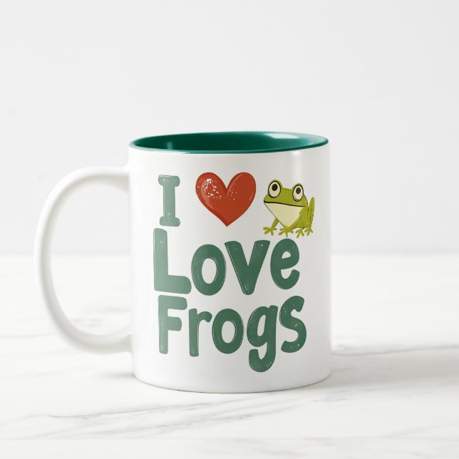 Taza Bicolor Amo las ranas  (Izquierda)