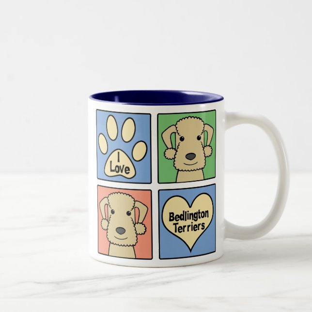 Taza Bicolor Amo los terrieres de Bedlington (Derecha)