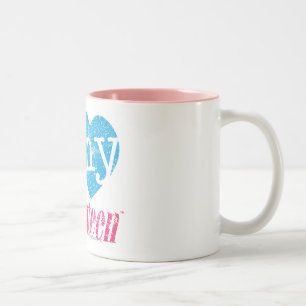 Taza Bicolor Amo mi 17 aguamarina