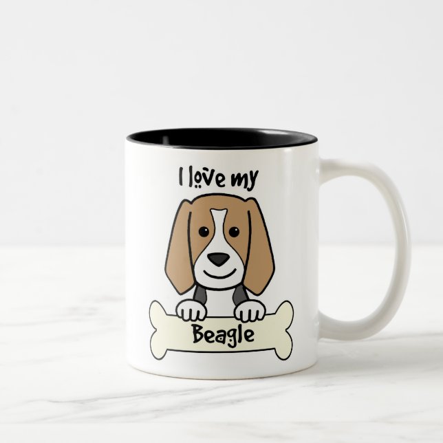 Taza Bicolor Amo mi beagle (Derecha)