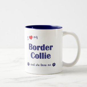 Taza Bicolor Amo mi border collie (el perro femenino)