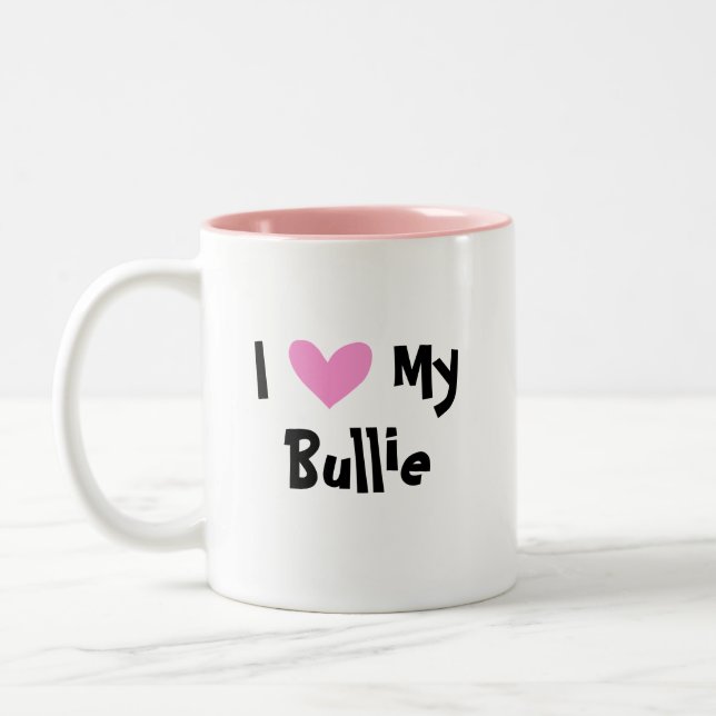 Taza Bicolor Amo mi bull terrier (Izquierda)