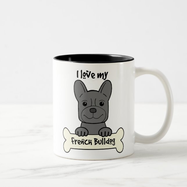 Taza Bicolor Amo mi bulldog francés (Derecha)
