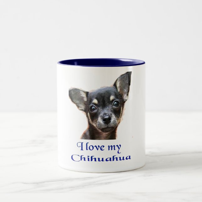 Taza Bicolor Amo mi Chihuahua (Centro)