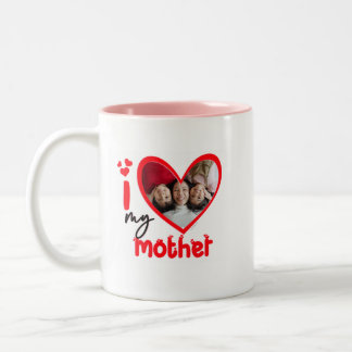 Taza Bicolor Amo mi foto madre regalo Classic Mug, 11 oz Co