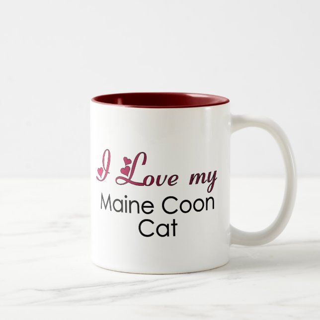 Taza Bicolor Amo mi gato de Coon de Maine (Derecha)
