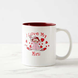 Taza Bicolor Amo mi muñeca y corazones de trapo Mimi