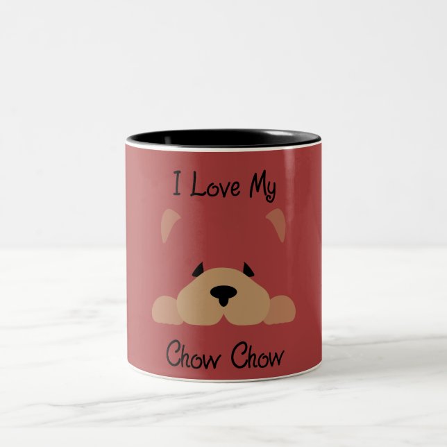 Taza Bicolor Amo mi perro chino de perro chino (Centro)