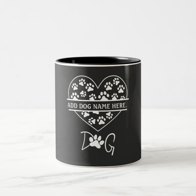 Taza Bicolor Amo Mi Perro Personalizado Mascota Perro Paw (Centro)