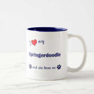 Taza Bicolor Amo mi Springerdoodle (el perro femenino)