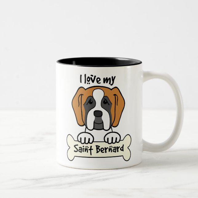 Taza Bicolor Amo mi St Bernard (Derecha)