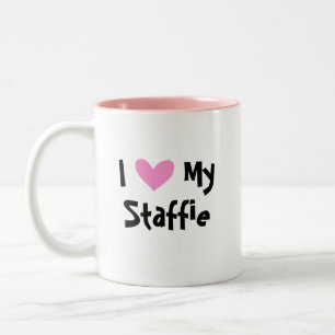 Taza Bicolor Amo mi Staffordshire bull terrier