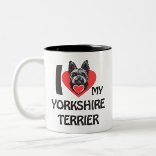 Taza Bicolor Amo Mi Terrier Yorkshire - Perro Cute Yorkie