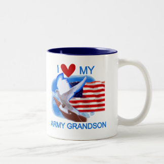 Taza Bicolor Amo mis camisetas y regalos del nieto del ejército