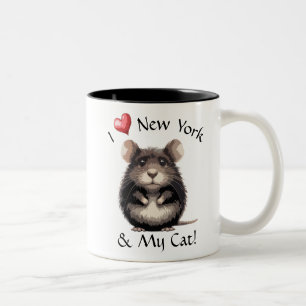 Taza Bicolor Amo Nueva York y mi gato (ambos lados)